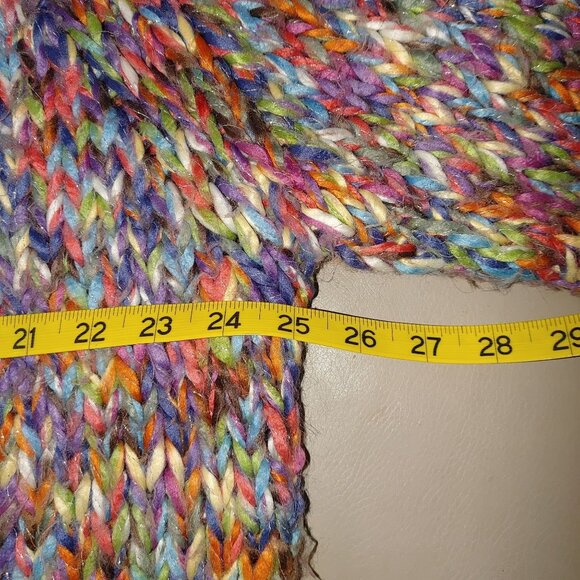 Cardigan Sweater XL Multicolor Oversize Cropped Chunky Knit Slouchy Large Button - Picture 4 of 14